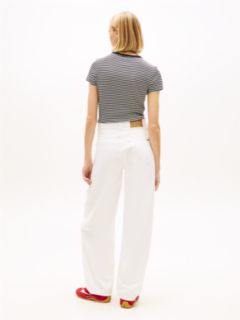 Ella High Rise Barrel Twisted Seam White Jeans — White 5