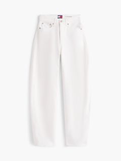Ella High Rise Barrel Twisted Seam White Jeans — White 6