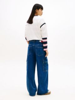 Charlie Mid Rise Loose Cargo Jeans — Blue 4