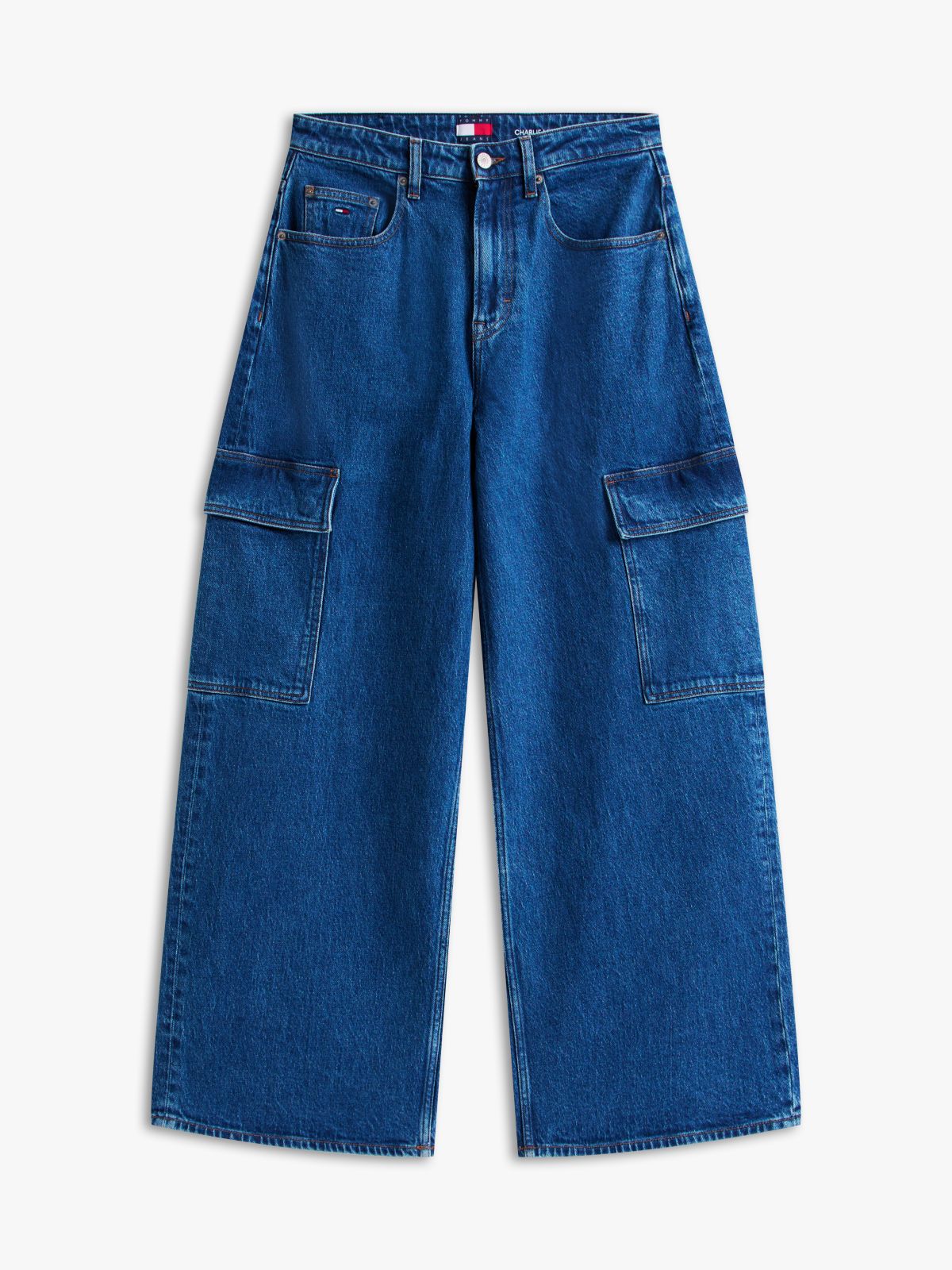 Charlie Mid Rise Loose Cargo Jeans — Blue
