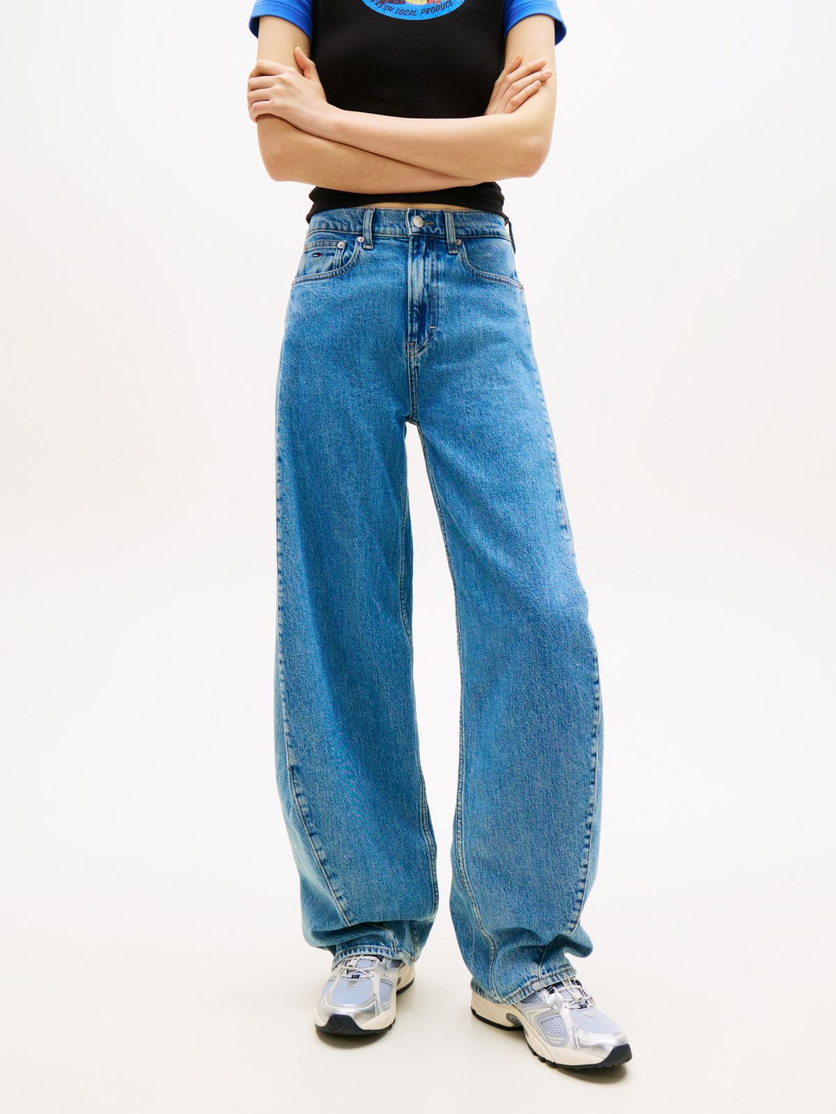Ella High Rise Barrel Twisted Seam Jeans — Blue
