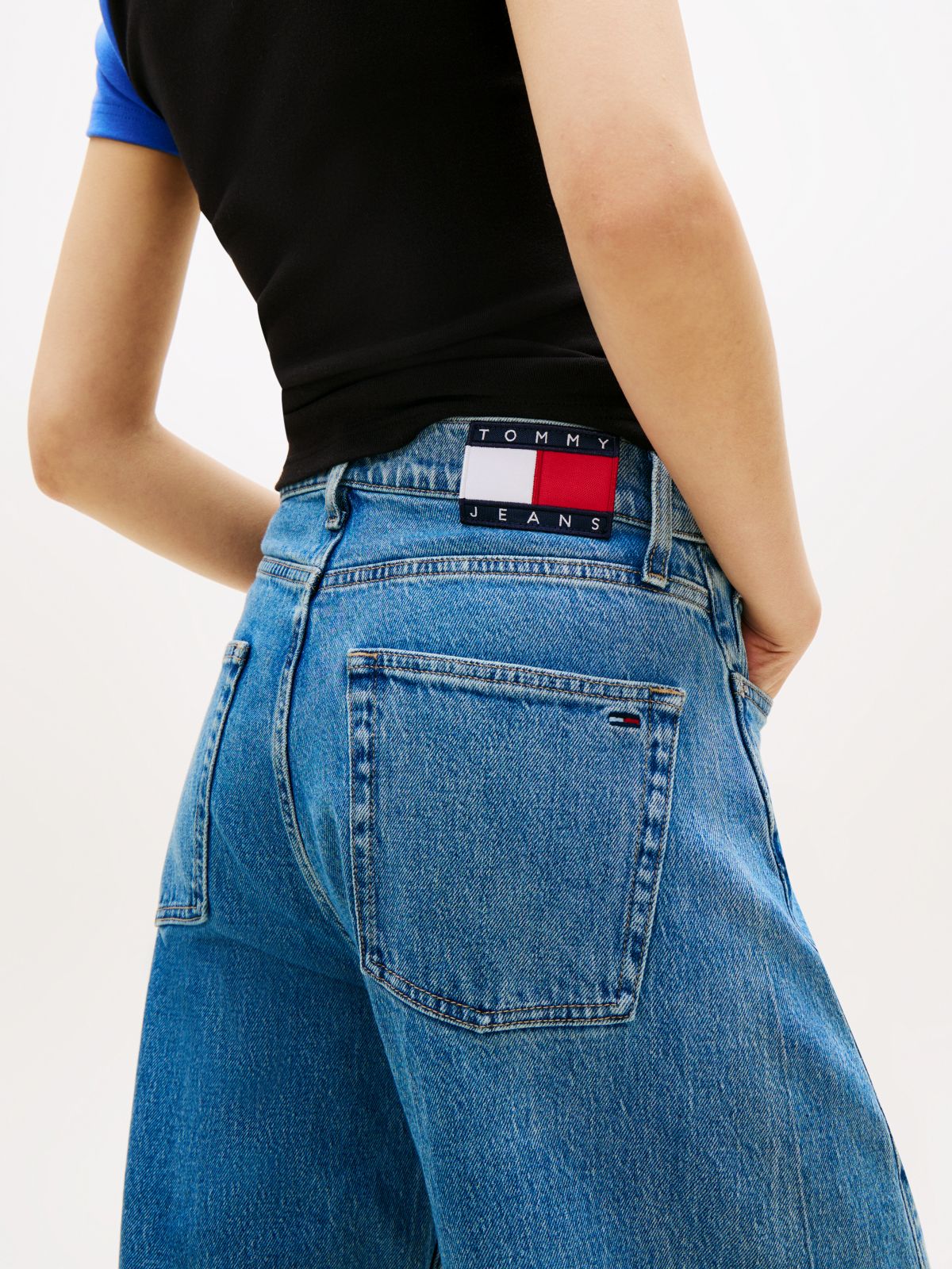 Ella High Rise Barrel Twisted Seam Jeans — Blue