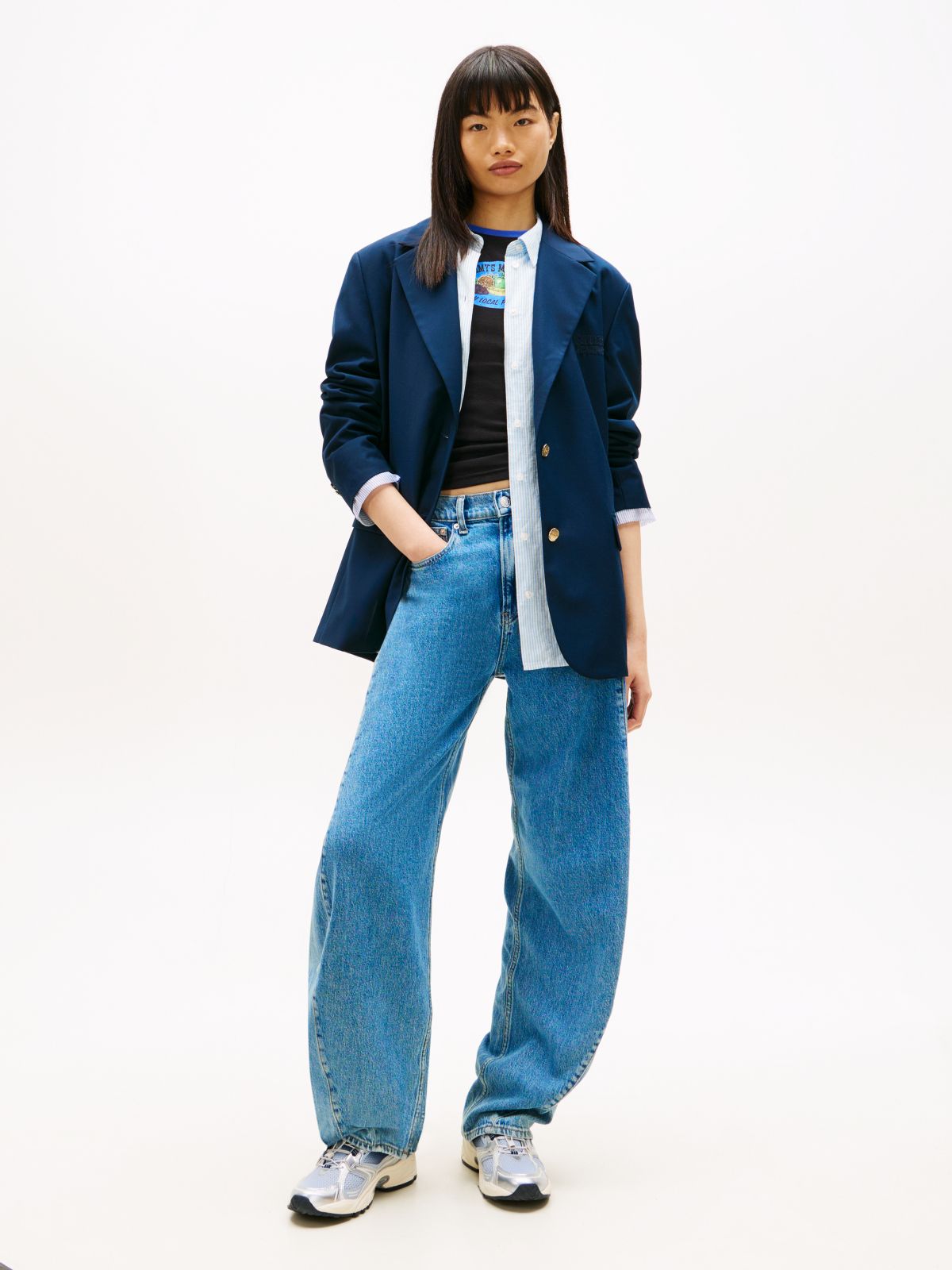 Ella High Rise Barrel Twisted Seam Jeans — Blue