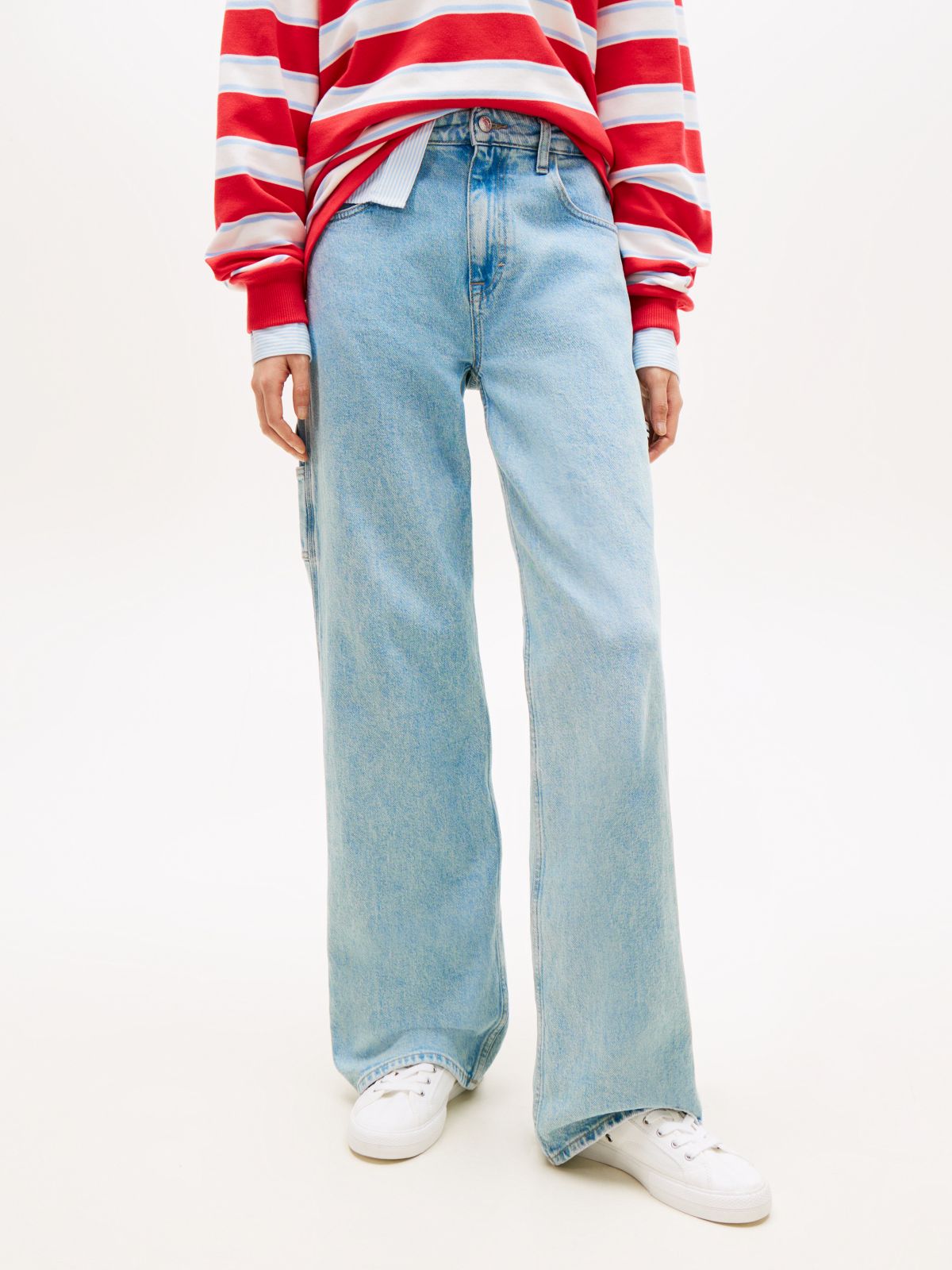 Mia Mid Rise Relaxed Straight Carpenter Jeans — Blue