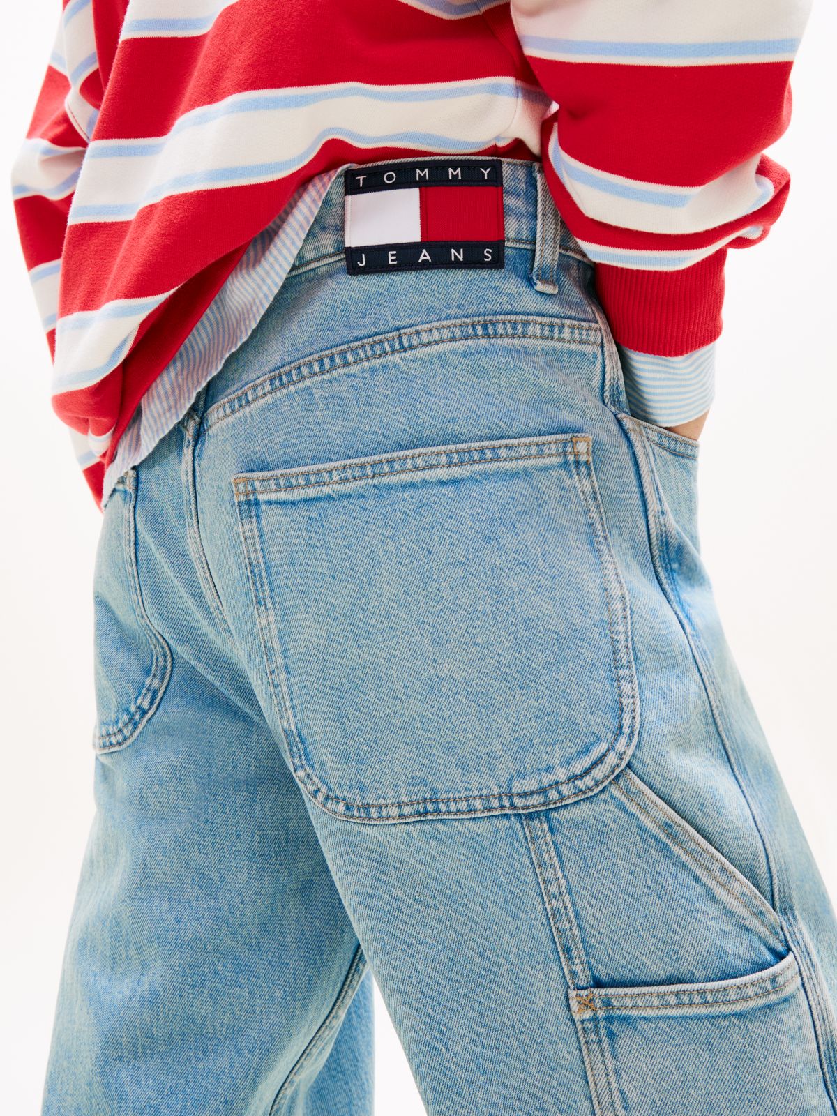 Mia Mid Rise Relaxed Straight Carpenter Jeans — Blue