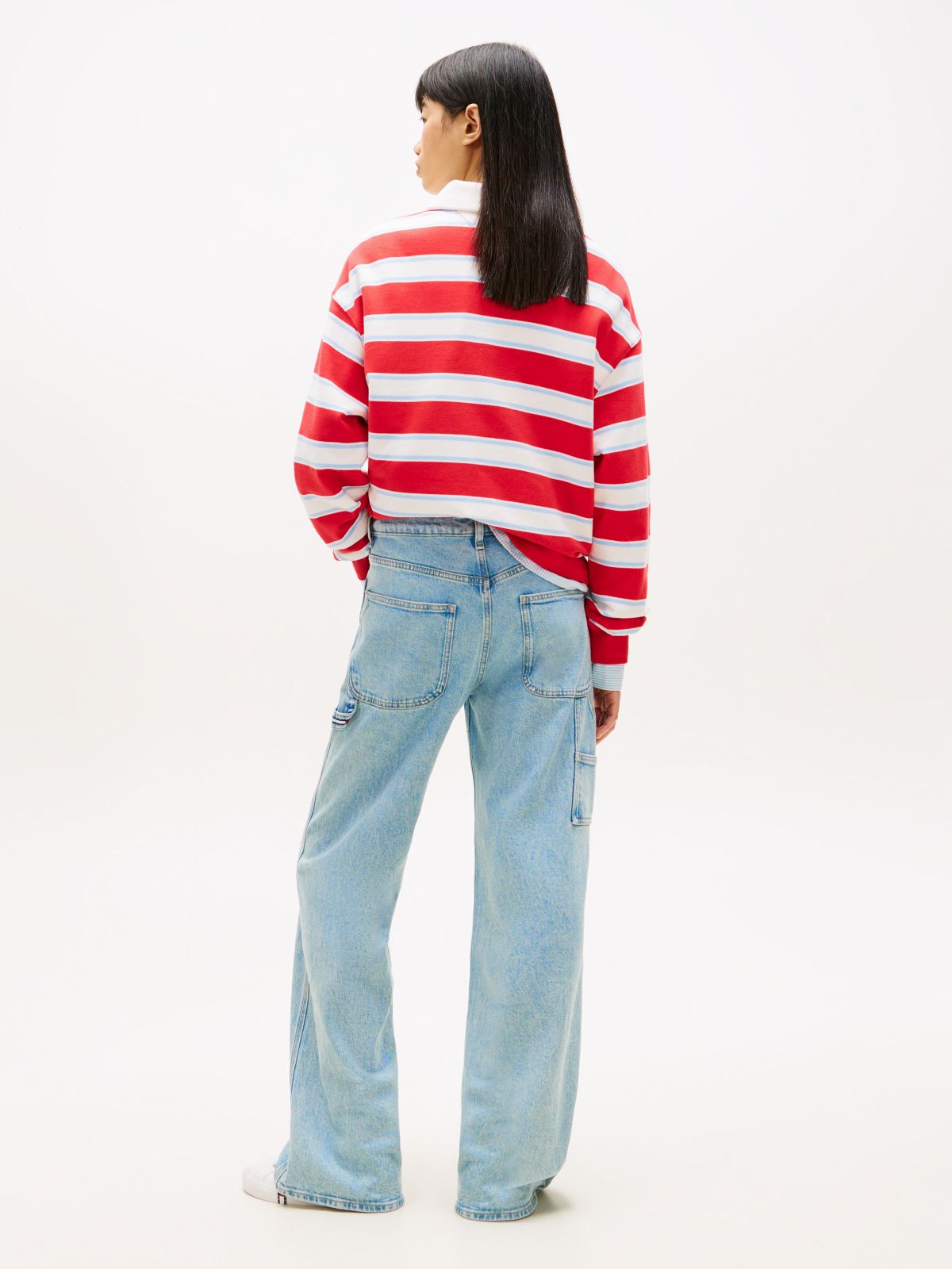 Mia Mid Rise Relaxed Straight Carpenter Jeans — Blue