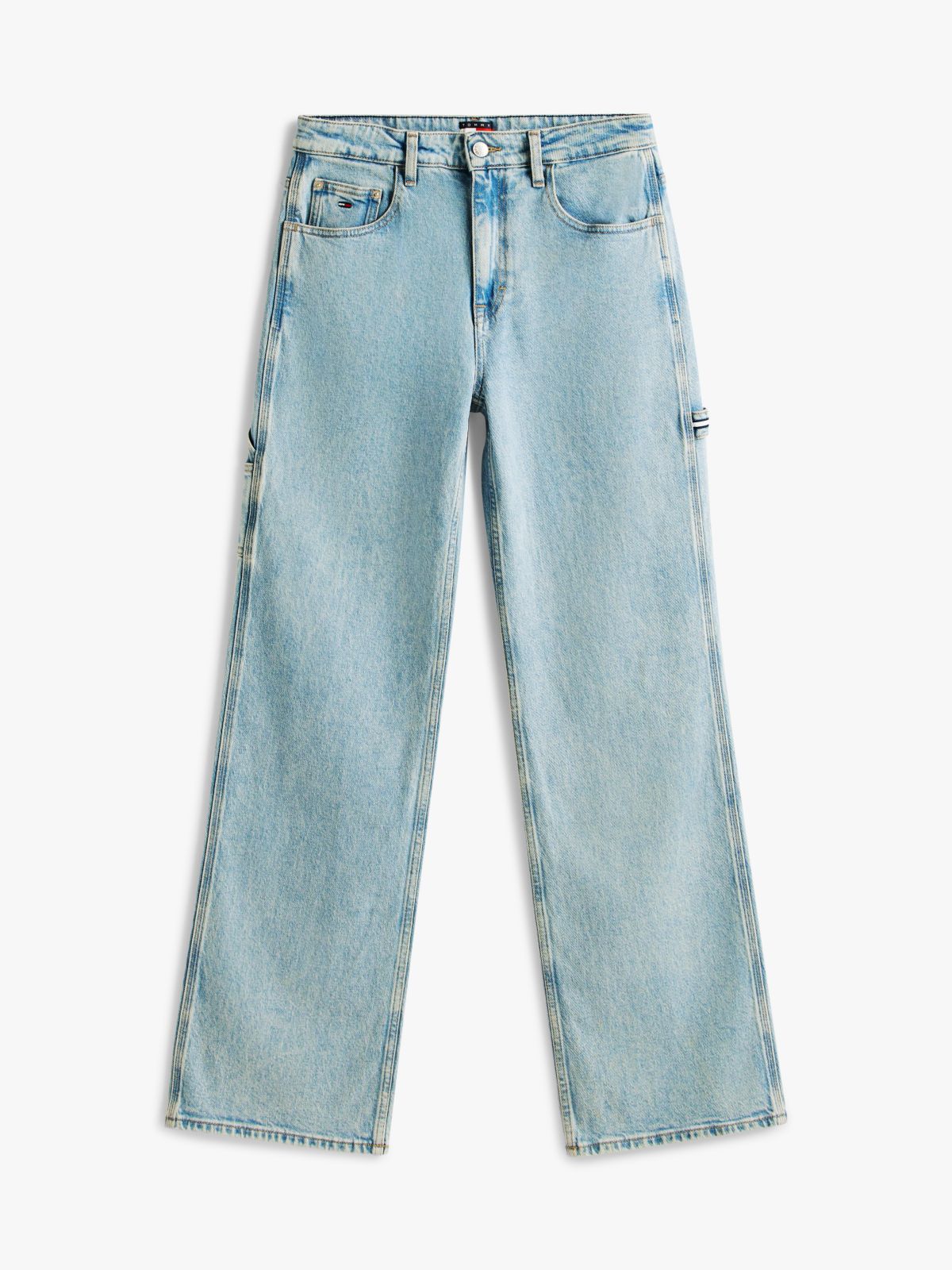 Mia Mid Rise Relaxed Straight Carpenter Jeans — Blue