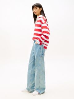 Mia Mid Rise Relaxed Straight Carpenter Jeans — Blue 1