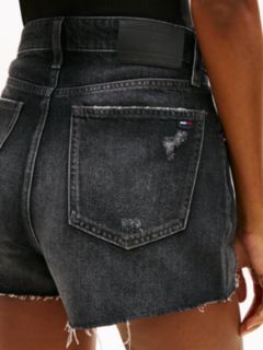 Distressed Raw Hem Denim Shorts — Grey 3