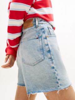 Faded Straight Leg Mom Denim Shorts — Blue 3