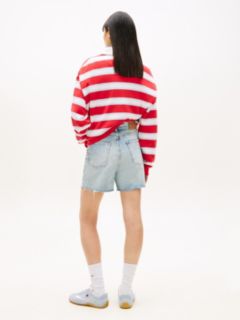Faded Straight Leg Mom Denim Shorts — Blue 4