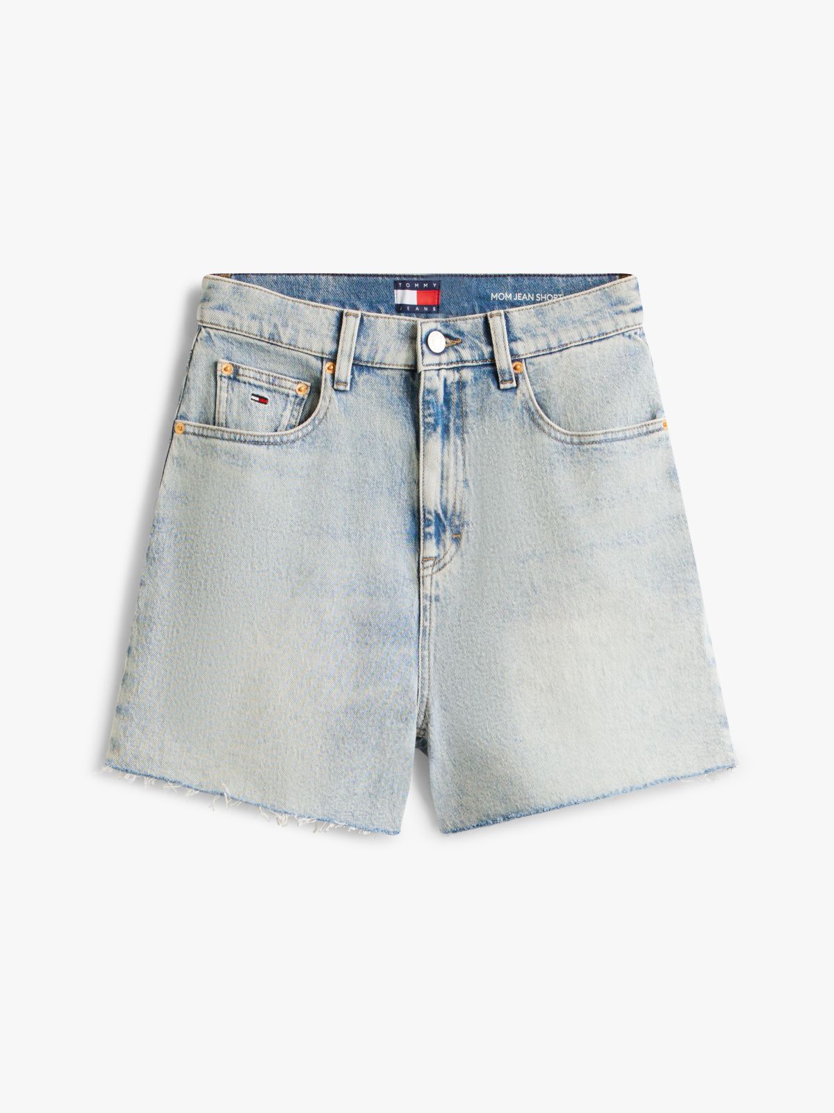Faded Straight Leg Mom Denim Shorts — Blue