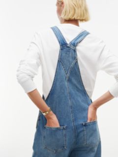 Flag Badge Relaxed Denim Dungarees — Denim 3