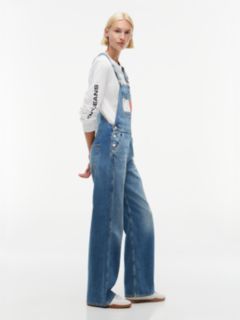 Flag Badge Relaxed Denim Dungarees — Denim 5