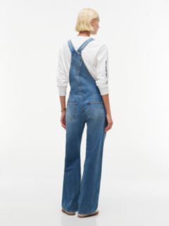 Flag Badge Relaxed Denim Dungarees — Denim 6