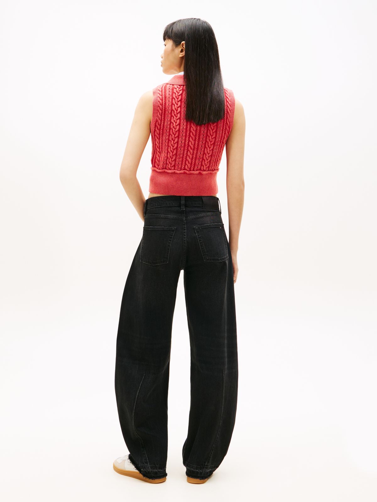 Ella High Rise Barrel Twisted Seam Black Jeans — Black