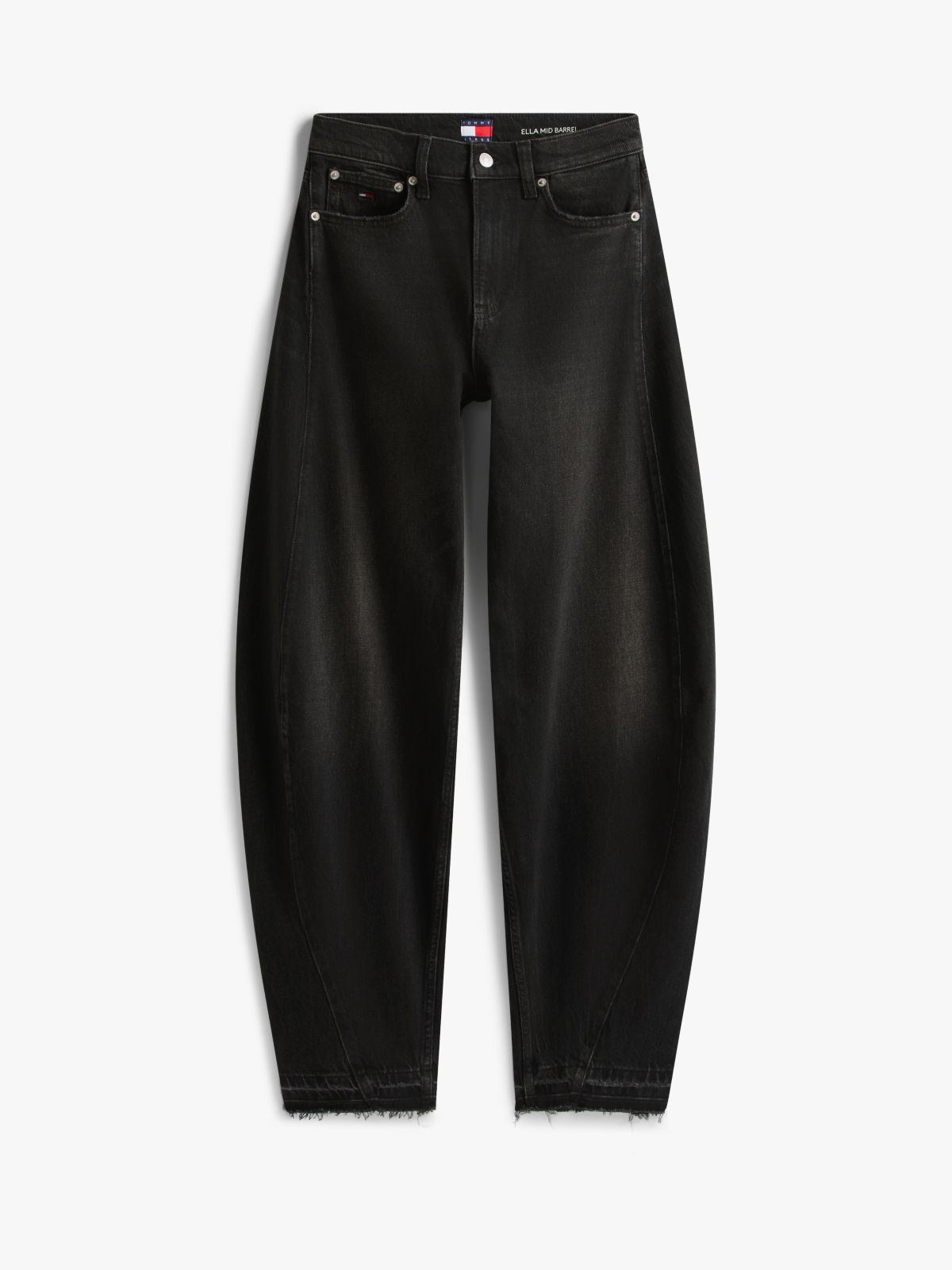 Ella High Rise Barrel Twisted Seam Black Jeans — Black