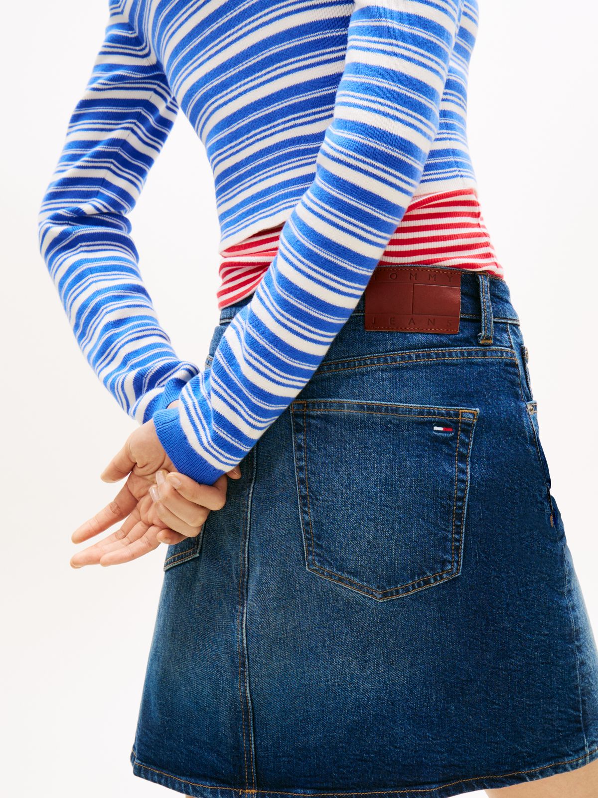 Ultra High Rise Mom Denim Mini Skirt — Blue