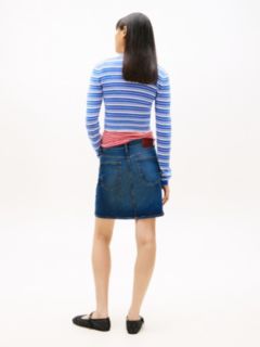 Ultra High Rise Mom Denim Mini Skirt — Blue 4