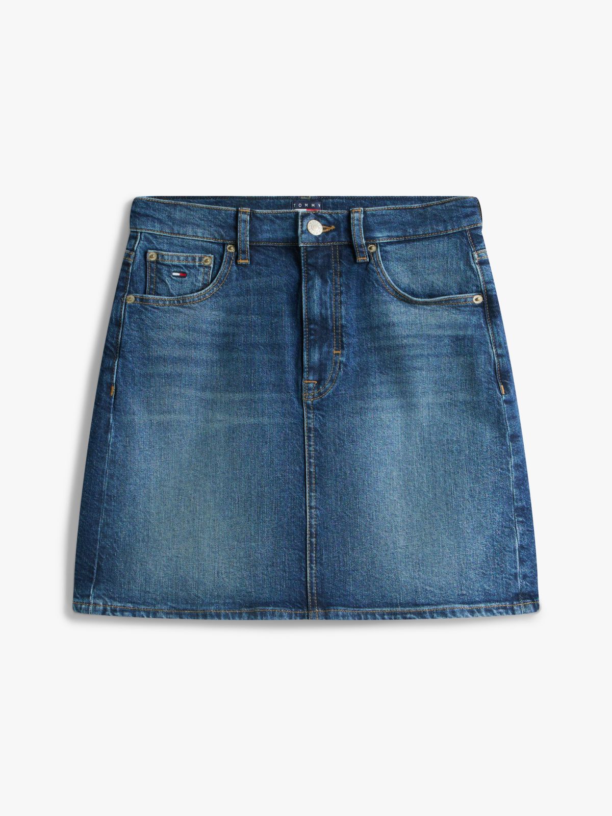 Ultra High Rise Mom Denim Mini Skirt — Blue