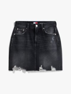 Ultra High Rise Mom Distressed Denim Mini Skirt — Grey 5