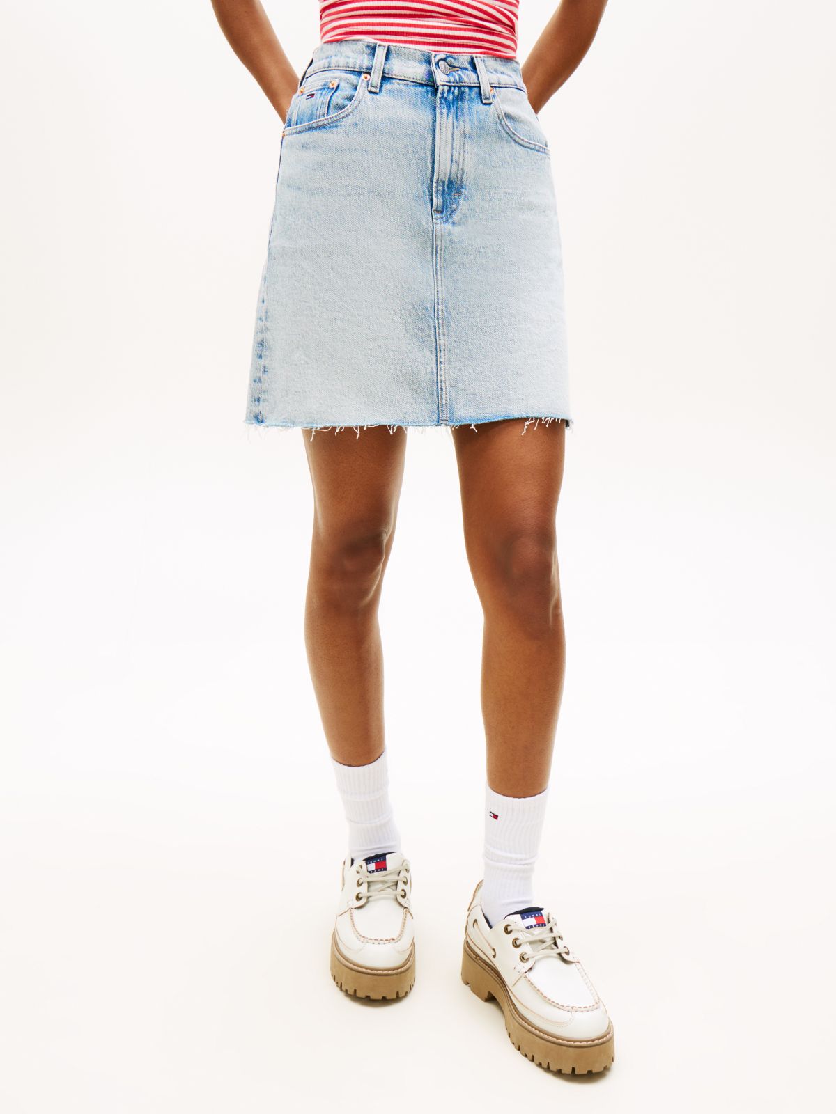 Ultra High Mom Denim Mini Skirt — Blue