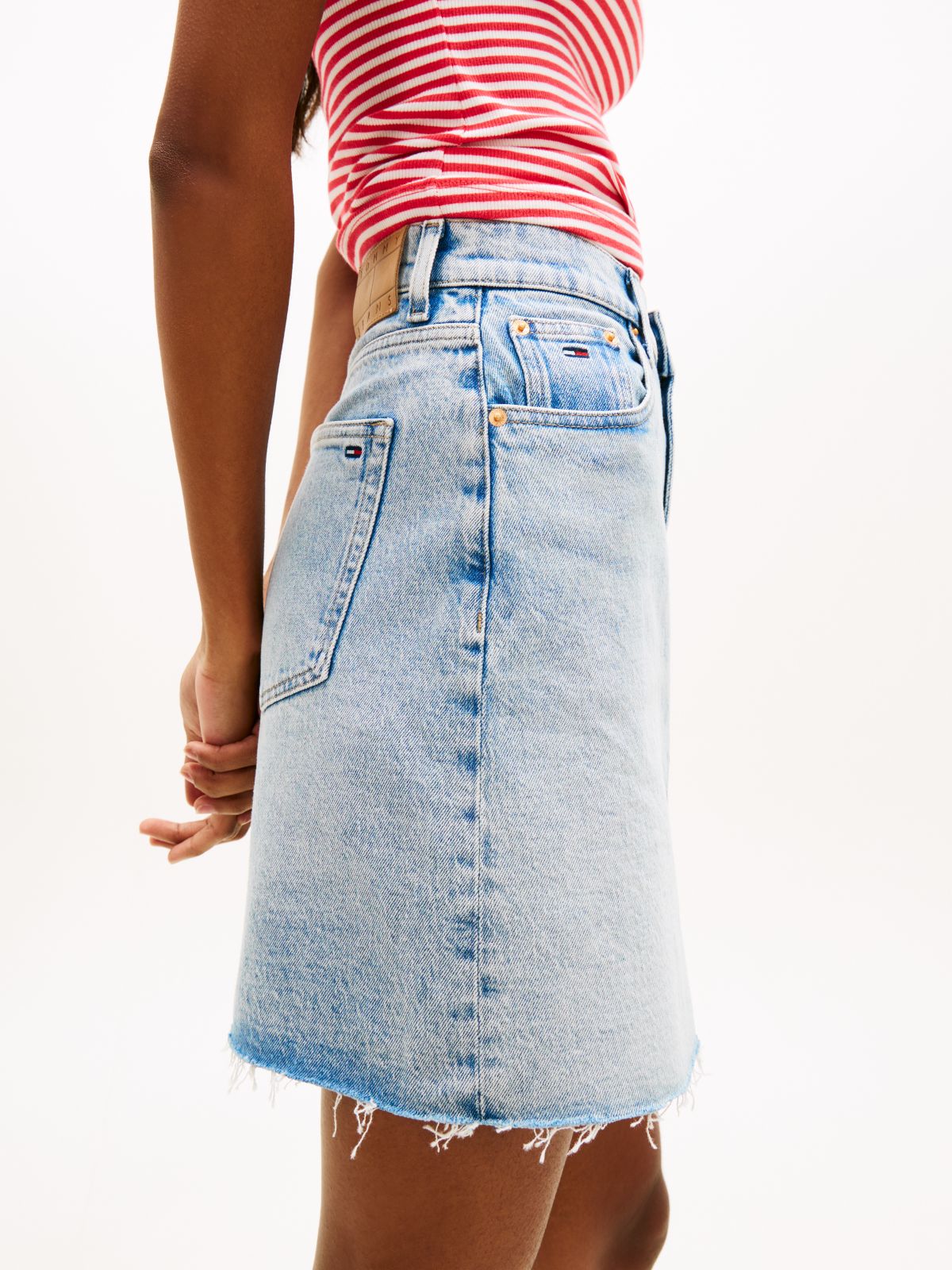 Ultra High Mom Denim Mini Skirt — Blue