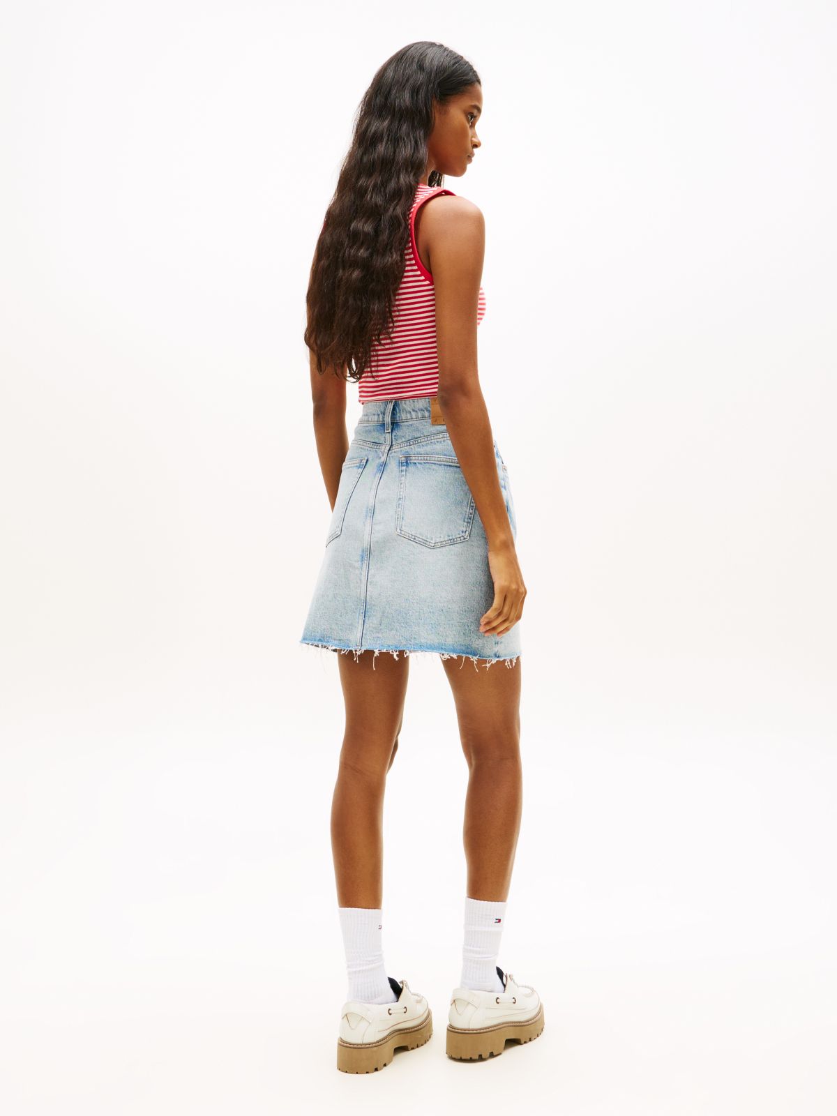 Ultra High Mom Denim Mini Skirt — Blue