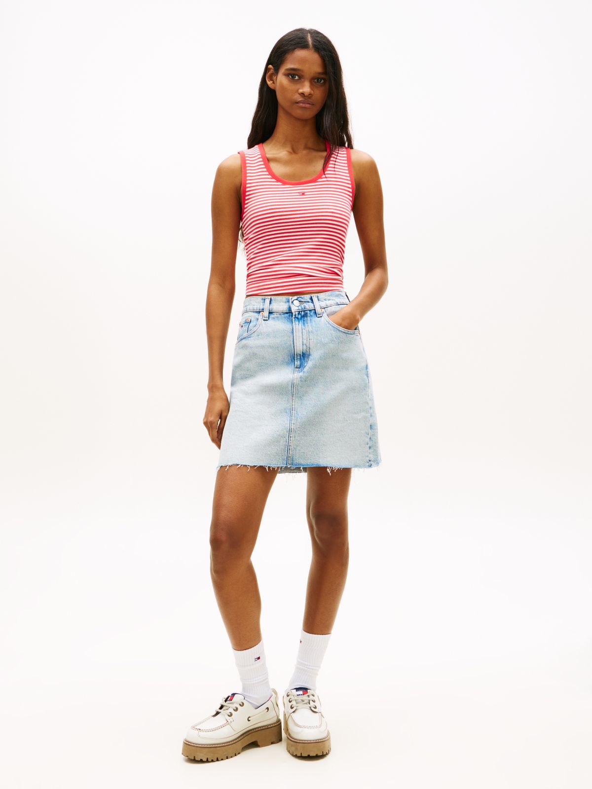 Ultra High Mom Denim Mini Skirt — Blue