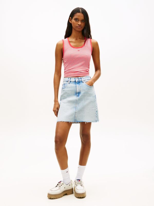 Ultra High Mom Denim Mini Skirt — Blue
