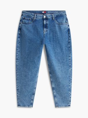 blue curve ultra high rise tapered leg mom jeans for women tommy jeans