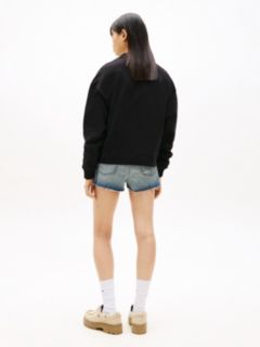 Wavy Flag Sueded Terry Boxy Sweatshirt — Black 4