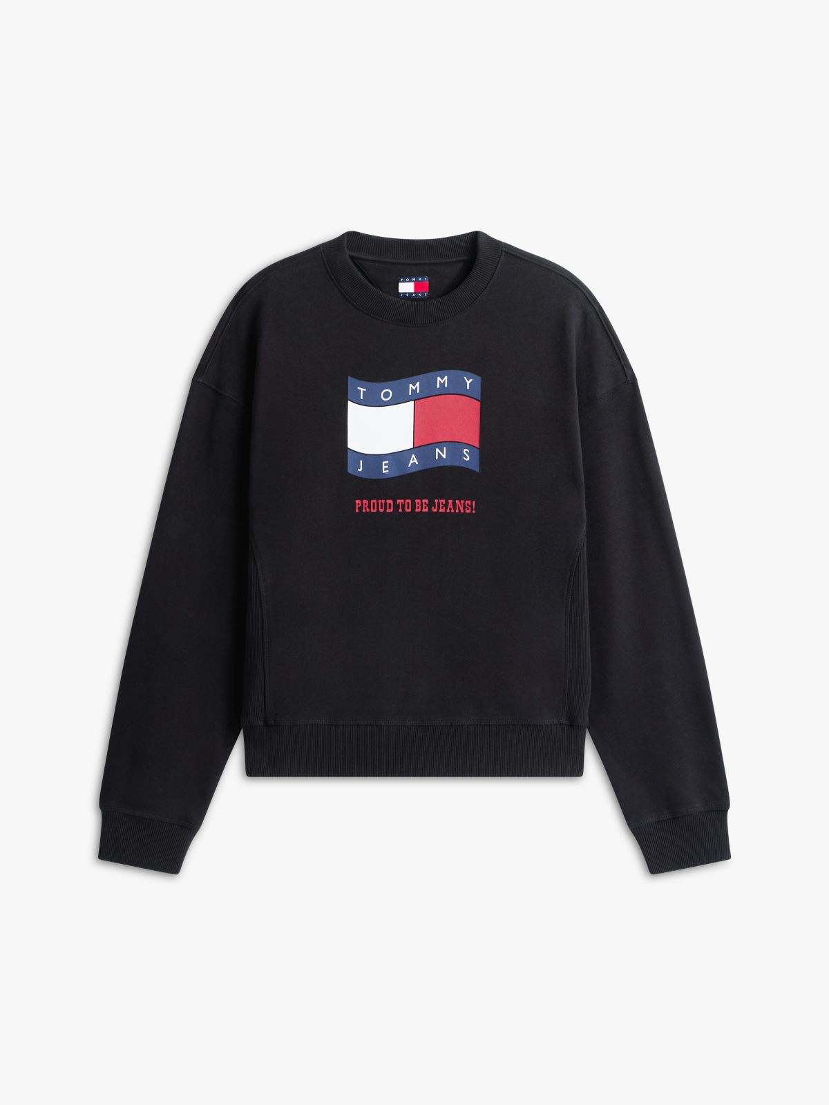 Wavy Flag Sueded Terry Boxy Sweatshirt — Black