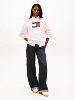 Wavy Flag Sueded Terry Boxy Sweatshirt — Pink 2