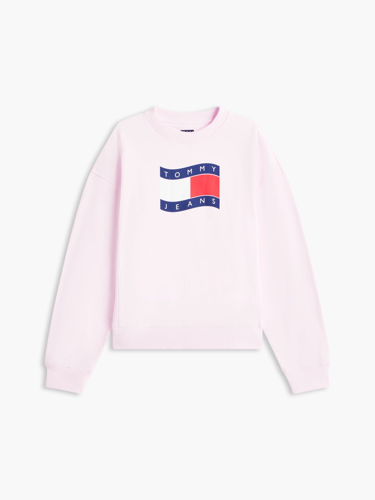 Wavy Flag Sueded Terry Boxy Sweatshirt — Pink
