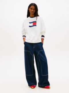 Wavy Flag Sueded Terry Boxy Sweatshirt — White 3
