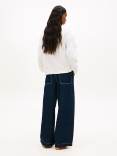 Wavy Flag Sueded Terry Boxy Sweatshirt — White 4