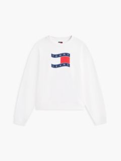 Wavy Flag Sueded Terry Boxy Sweatshirt — White 5