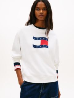 Wavy Flag Sueded Terry Boxy Sweatshirt — White 1