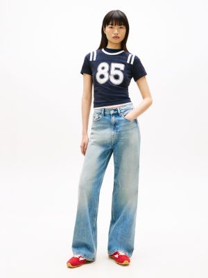 blue claire high rise wide leg jeans for women tommy jeans
