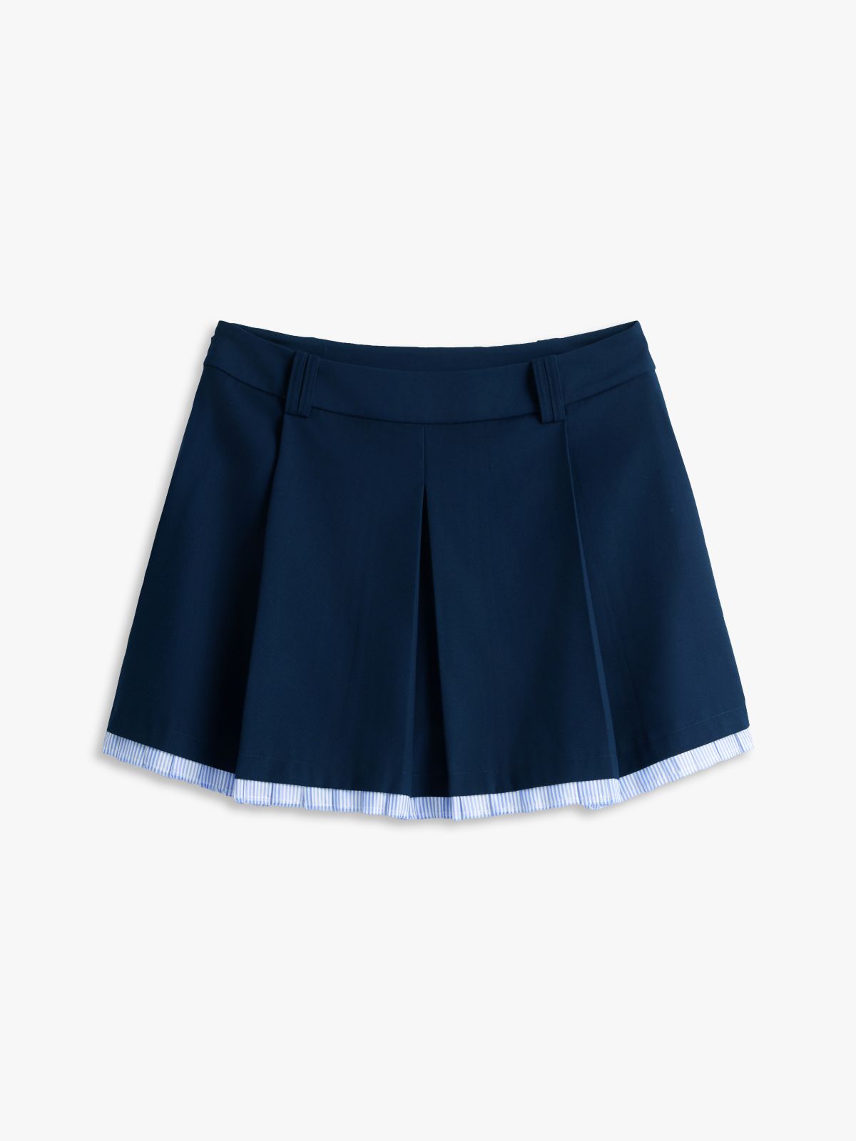 Tonal Logo Appliqué Pleated Mini Skirt — Blue