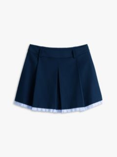 Tonal Logo Appliqué Pleated Mini Skirt — Blue 5