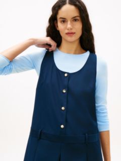 Tonal Logo Appliqué Pleated Mini Dress — Blue 2