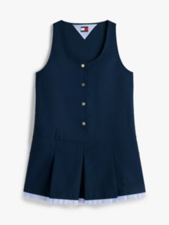 Tonal Logo Appliqué Pleated Mini Dress — Blue 5