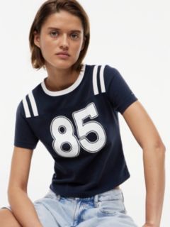 Logo Peached Jersey Slim T-Shirt — Blue 2