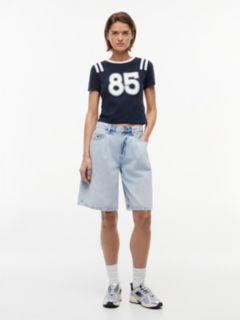 Logo Peached Jersey Slim T-Shirt — Blue 3