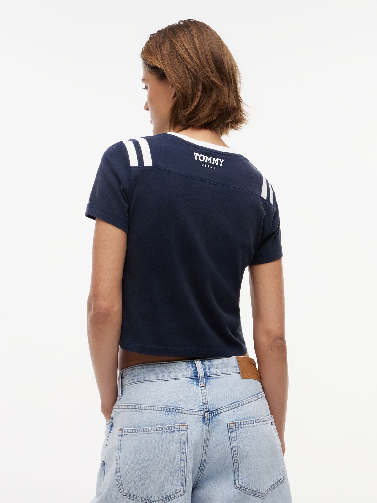 Logo Peached Jersey Slim T-Shirt — Blue
