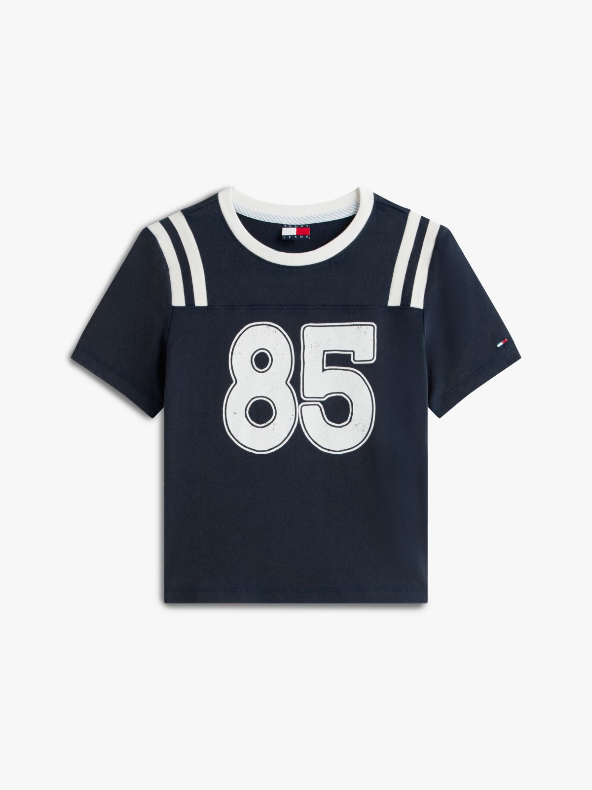 Logo Peached Jersey Slim T-Shirt — Blue
