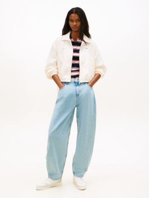 blue faded balloon tapered leg jeans for women tommy jeans