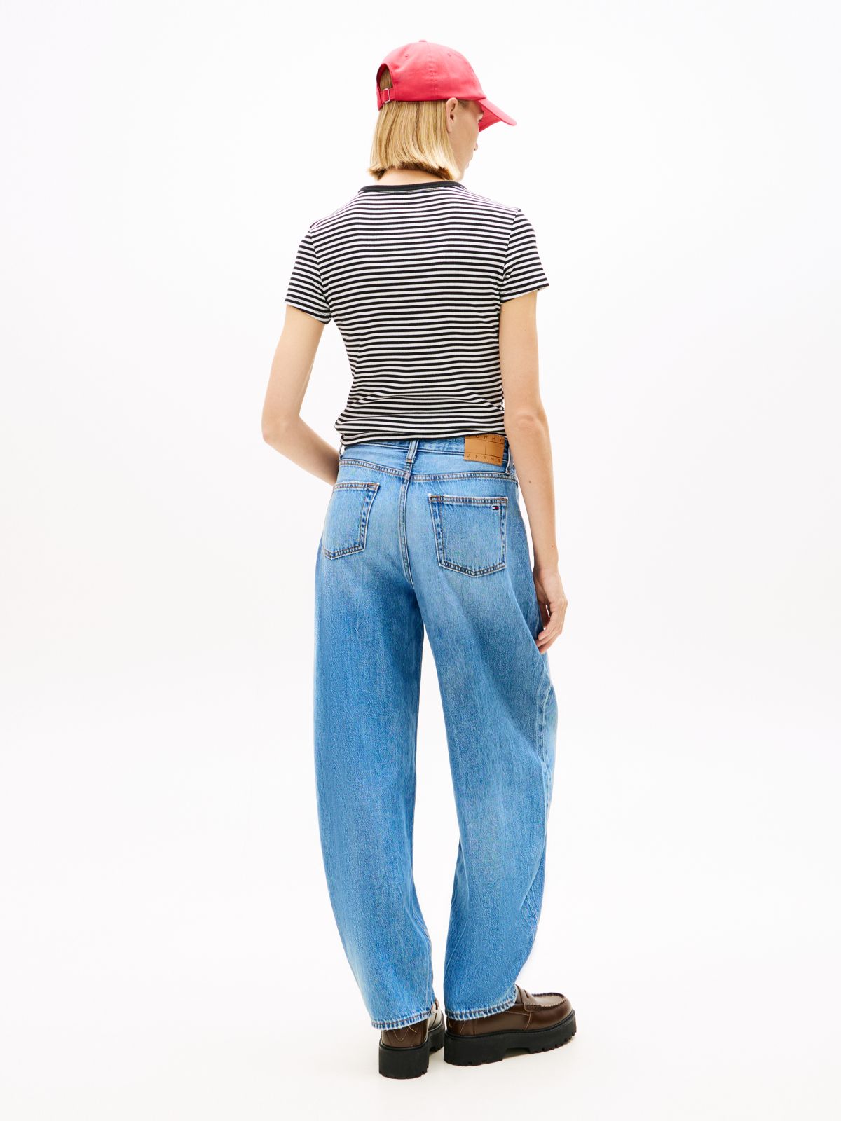 Whiskered Balloon Tapered Leg Jeans — Blue